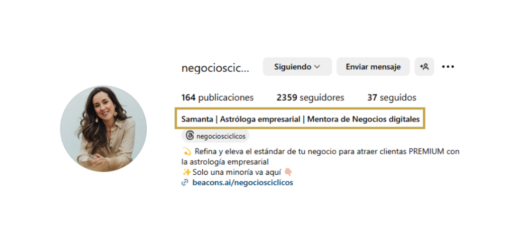 Título perfil de Instagram